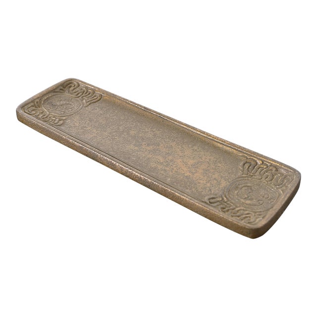 Tiffany Studios New York Zodiac Pattern Bronze Pen Tray For Sale