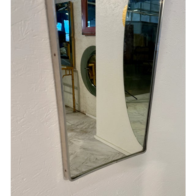 Mid-Century Italian Wall Mirror With Chrome Frame, 1960s For Sale In Los Angeles - Image 6 of 7