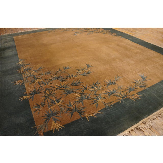 Soothing Camel Background With Soft Color Palmettes Pattern Antique Chinese Art Deco Rug For Sale - Image 4 of 12