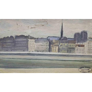 Henri Hamm, View of Paris, 1930s, Oil Painting on Panel For Sale