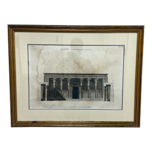Architectural Print “Edfou (Apollinopolis Magna)” Temple Portico Elevation, Framed