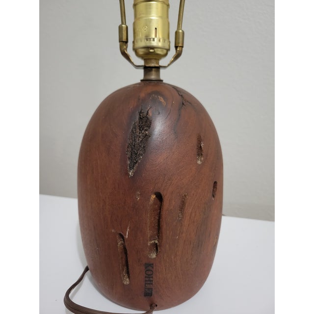 Contemporary Vintage 1970s Kohler Sculptural Burl Wood Lamp With Pierced Copper Shade For Sale - Image 3 of 18