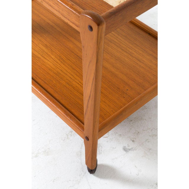 Mid 20th Century Danish Teak & Tile Bar Cart C. 1960s For Sale - Image 5 of 9