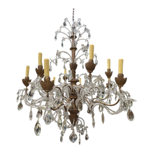 19th Century Genovese Giltwood and Crystal Chandelier