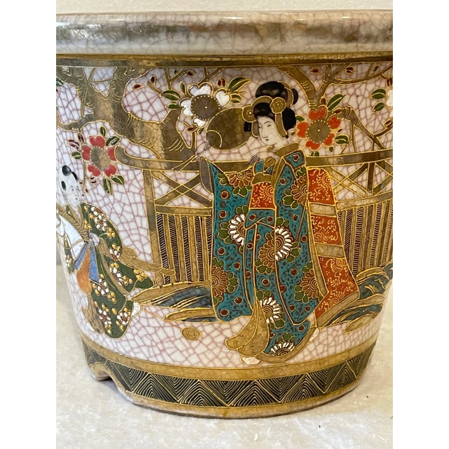 Japanese Antique Japanese Satsuma Jardiniere For Sale - Image 3 of 7