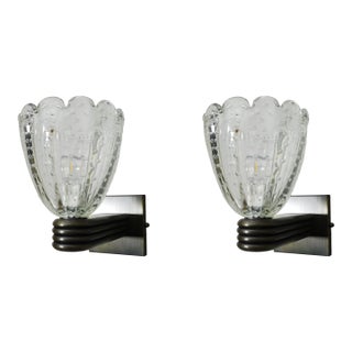 1950s Murano Bollicine Cups Sconces, a Pair For Sale
