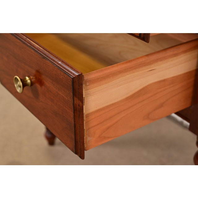 Wood Ethan Allen French Regency Louis XVI Carved Cherry Wood Bedside Chest For Sale - Image 7 of 17