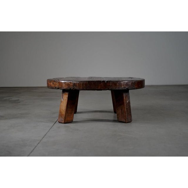 Wood Rustic Round Dark Oak Coffee Table, Netherlands, 1960s For Sale - Image 7 of 11