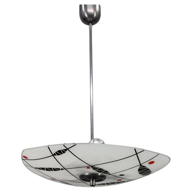 Mid-Century Pendant in Chromed Metal and Glass, Former Czechoslovakia, 1970s For Sale - Image 9 of 9