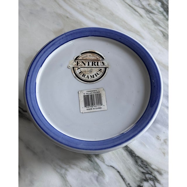 Blue & White Pedestal / Plinth for Cachepot For Sale In Seattle - Image 6 of 12