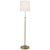 Thomas O'Brien by Visual Comfort Signature Bryant Floor Lamp in Hand-Rubbed Antique Brass with Linen Shade For Sale
