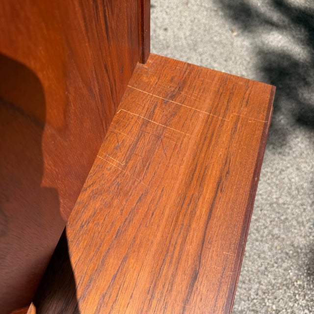 Mid 20th Century Danish Modern Two-Piece Bookshelf With Drop-Down Secretary Desk Top For Sale - Image 10 of 12