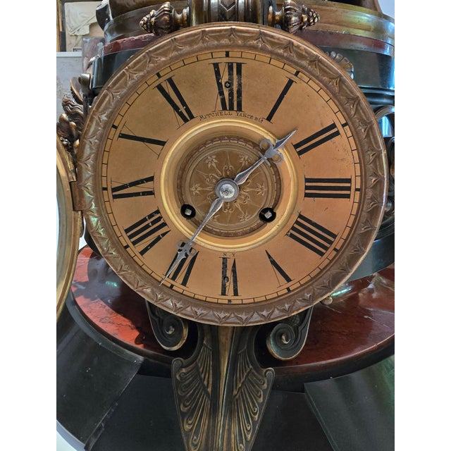 Antique Grand Palace Signed Bronze Clock Set For Sale - Image 14 of 18
