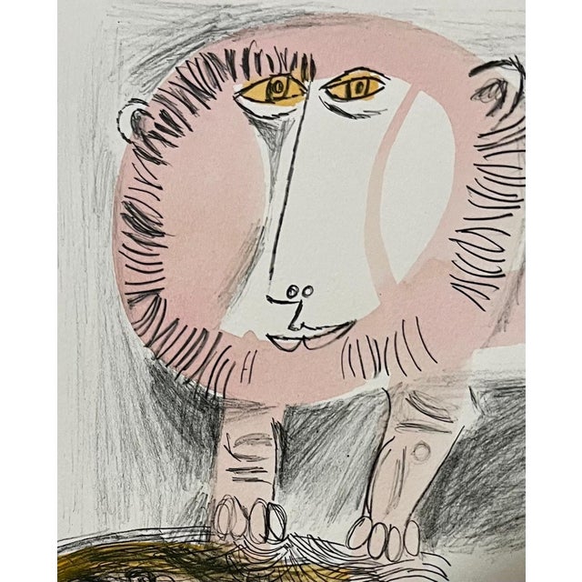 Modern Naftali Bezem, Rare Israeli Modernist Judaica Watercolor Painting Lion Lithograph Naftali Bezem, 1970 For Sale - Image 3 of 6