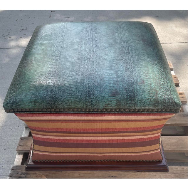 We purchased this custom made Century Furniture Gray’s Storage Ottoman secondhand because the colors are so unique. After...
