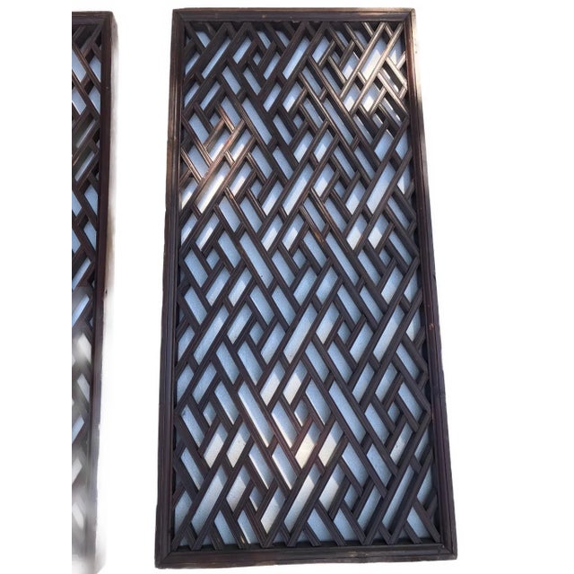 Antique Chinese Double Sided Geometric Lattice Window Panels - a Pair For Sale - Image 10 of 10
