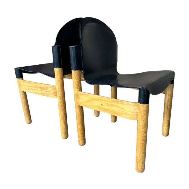 Gerd Lange Set of 4 Sculptural Thonet Flex Chairs by Gerd Lange in Birch & Black For Sale - Image 4 of 12