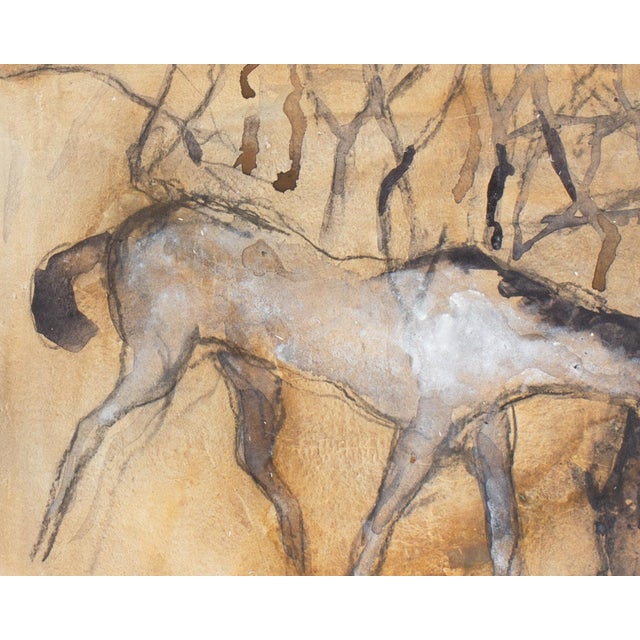 Late 20th Century “White Horse” Watercolor Painting by Walter Sorge For Sale - Image 5 of 8