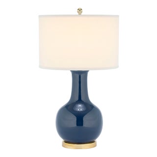 27.5-Inch H Blue Ceramic Table Lamp - Navy For Sale
