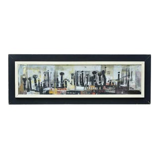 Alfred Chadbourn (1921-1998), Rooftops, 10"x40" Watercolor/Gouache, 1950s For Sale