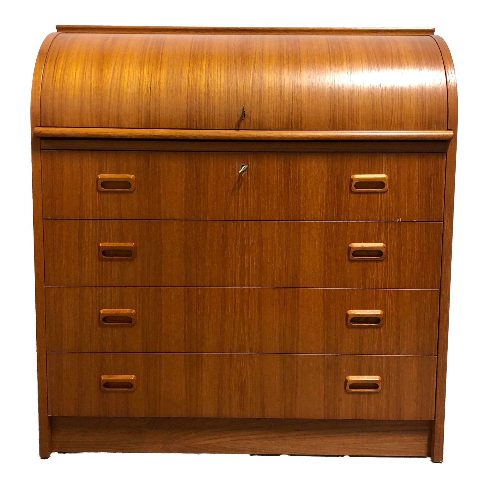 Mid Century Danish Modern Roll Top Desk in Teak Chairish