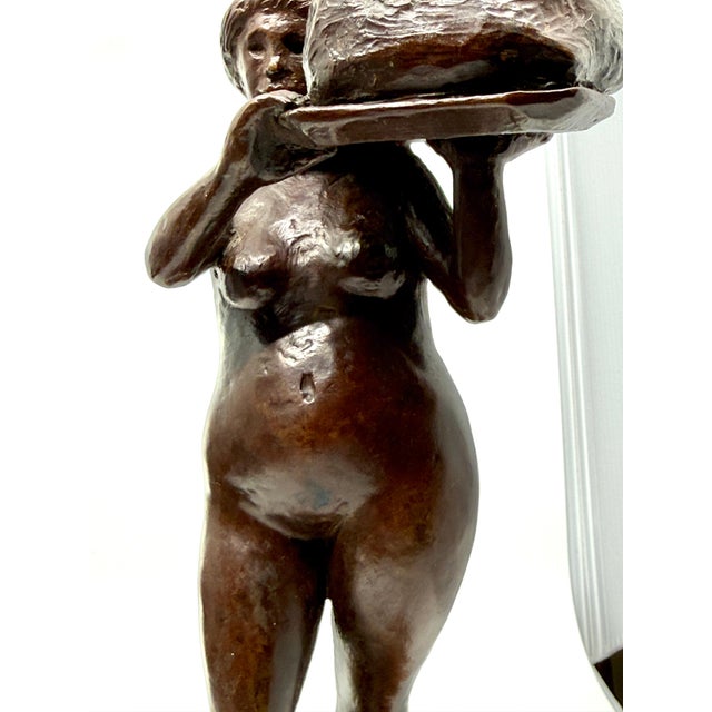 ”The Waitress” 1982 Bronze by Noted California Artist Jorjana Holden For Sale - Image 4 of 15