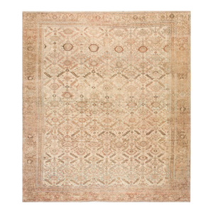 Charismatic Earth Tones Ground Color With Geometric Design Antique Persian Malayer Rug