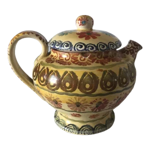 Vintage Modigliani via Condotti Roma Enamel Pottery Teapot Handmade in Italy