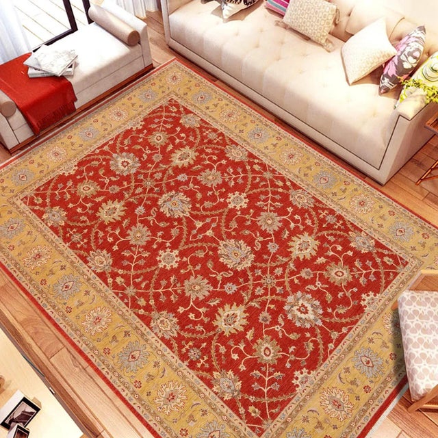 "Enhance the ambiance of your home with this magnificent Persian-influenced Turkish hand-knotted rug made by skilled...