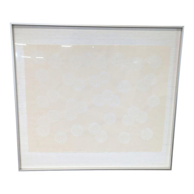 Framed Asian Ink on Silk – Minimalist Radial Pattern Composition (Abstract Circles) For Sale