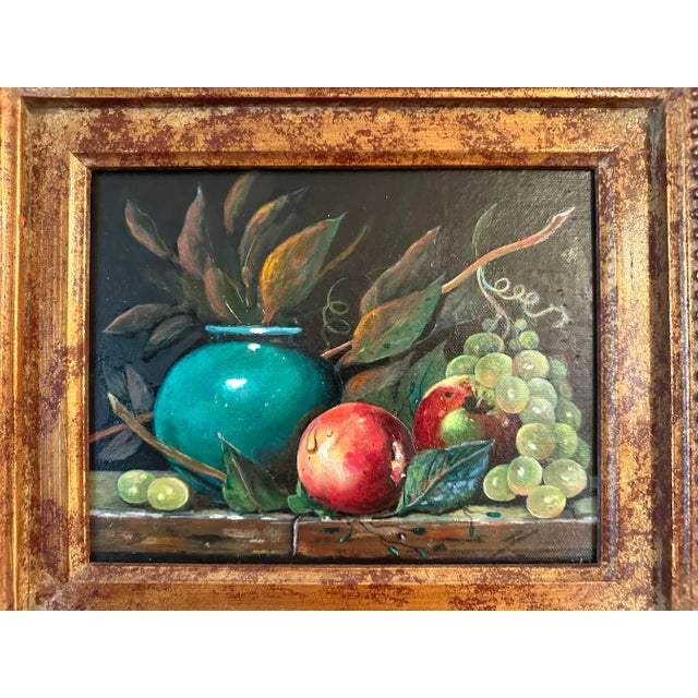 Vintage Framed Oil Painting on Canvas Still Life For Sale In Savannah - Image 6 of 10