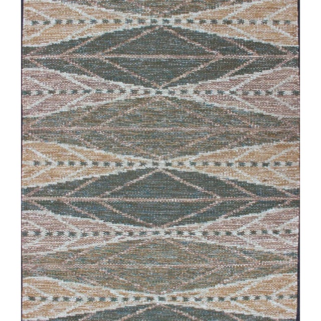 Keivan Woven Arts Scandinavian Flat-Weave Rug With Brown and Green 3'2 X 4'11 For Sale - Image 4 of 9
