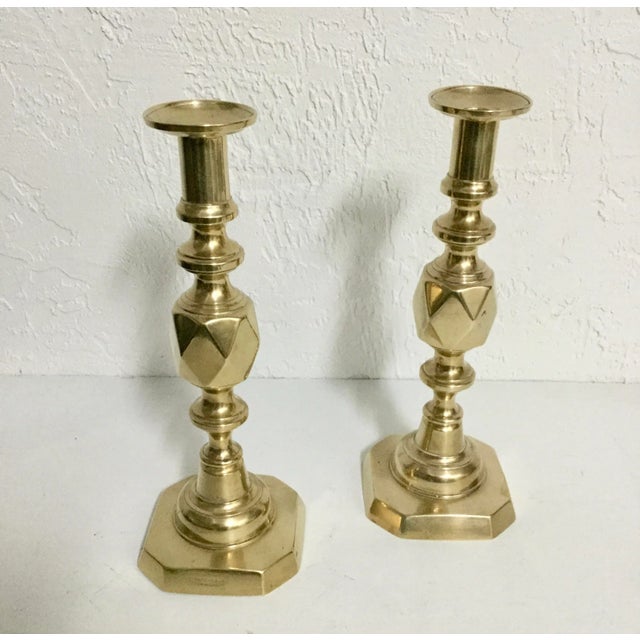 Antique Pair of Victorian English Brass Candlesticks – Queen Victoria Diamond Jubilee, 1897 For Sale - Image 11 of 11