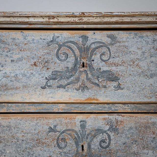 Wood Biedermeier Chest of Drawers with Painted Historical Motifs, South Germany, 1830s For Sale - Image 7 of 9