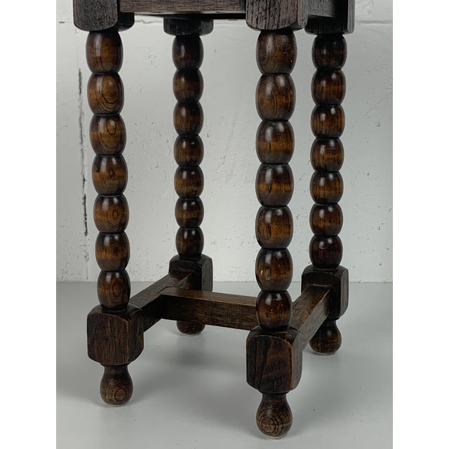 Mid-Century French Carved Oak Side Table with Lotus Motif, 1950s For Sale - Image 6 of 18