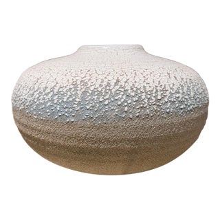 Handcrafted Ceramic Vase Vessel Textured Crawl or "Crackle" Glaze For Sale