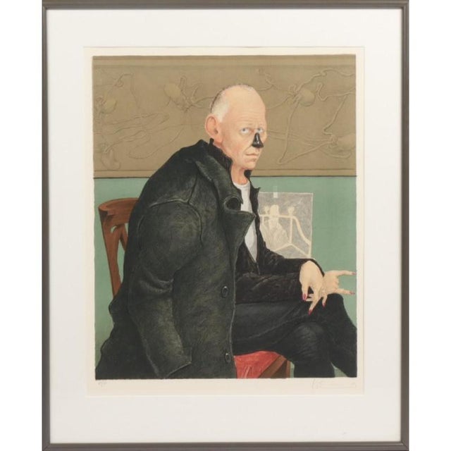 Michael Kvium (b. 1955). Self-portrait as Eckersberg's work by Thorvaldsen, lithograph, numbered 64/150, signed and dated...