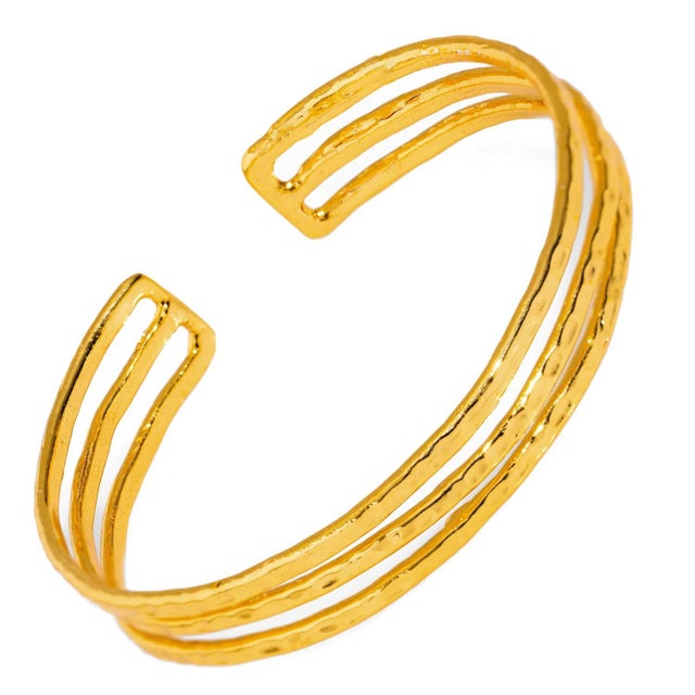 Contemporary Trio Minimalist Elegant Gold Cuff Bracelet For Sale - Image 3 of 7