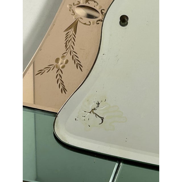 1950s Two-Tone Mirror with Brass Edge by Giovanni Gariboldi, 1950s For Sale - Image 5 of 13