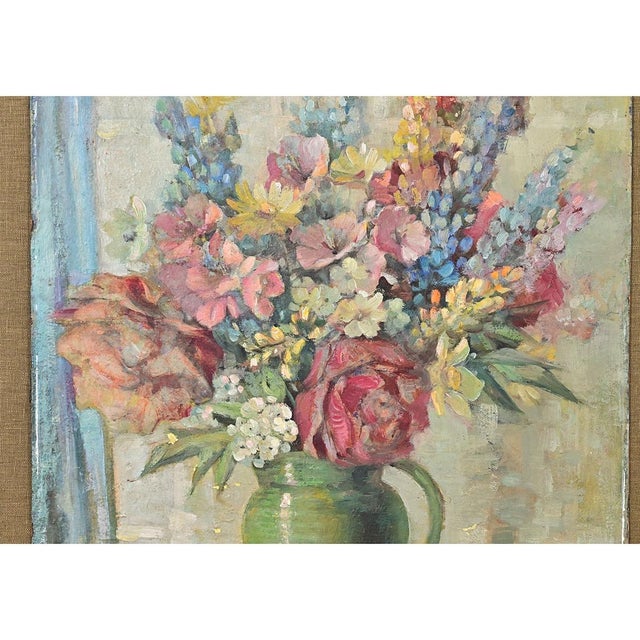English Vintage Framed Floral Still-Life Painting For Sale In Baton Rouge - Image 6 of 11