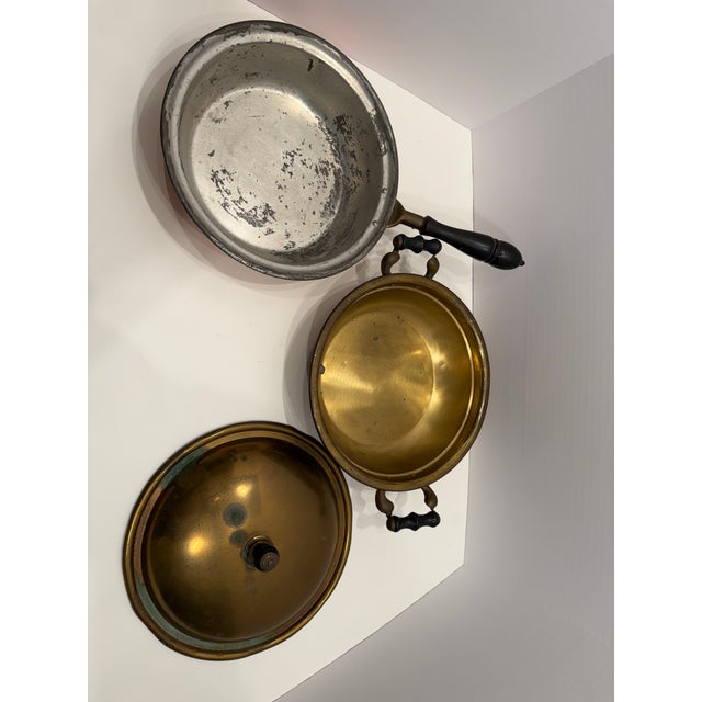 American Antique Empress Ware Brass & Copper Chafing Dish Set by Ny Stamping Co. (c.1910's) For Sale - Image 3 of 5