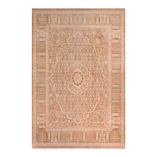 Medallion 1990's Pak-Persian Tan/Tan Wool Rug - 9'0'' X 11'6'' For Sale