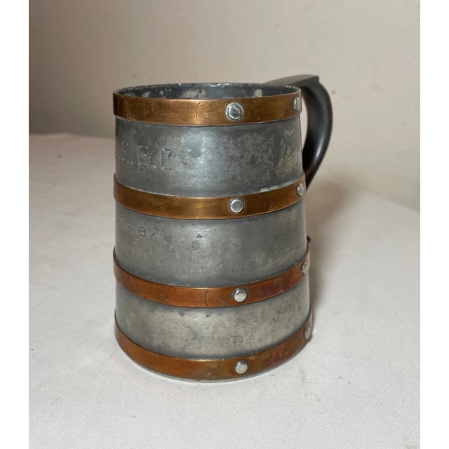 Reed & Barton Antique 1800's Arts & Crafts Beer Stein Pewter Copper Award Trophy Reed & Barton For Sale - Image 4 of 11