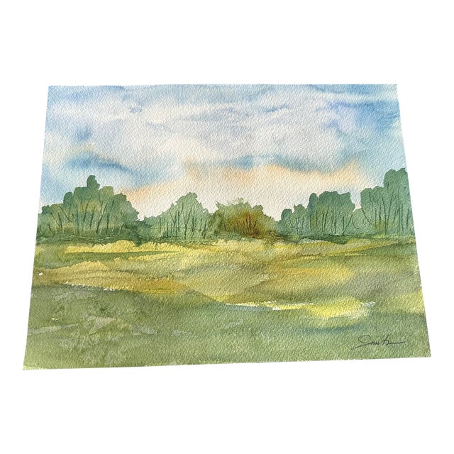 Original Watercolor Landscape Painting “Skies Just Happen” For Sale