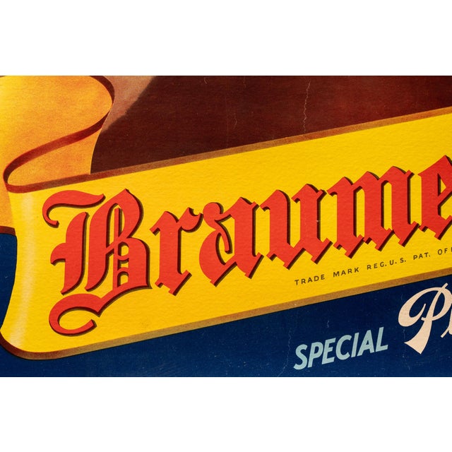 1930s Braumeister Special Pilsner Beer Advertising Poster For Sale - Image 4 of 7