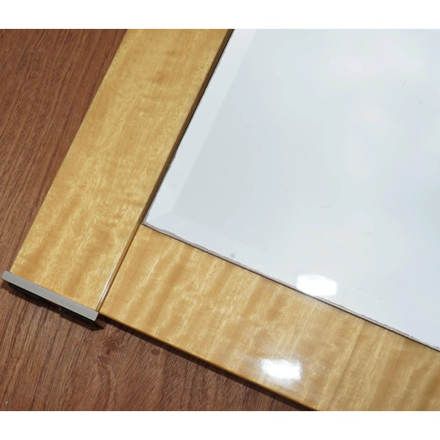 Large Burr Satinwood & Chrome Wall Mirror from Giorgio Collection For Sale - Image 4 of 14