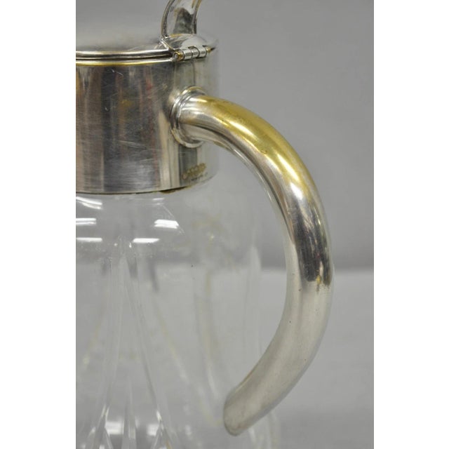 Metal Antique Victorian German Silver Plated Cut Crystal Glass Lemonade Water Pitcher For Sale - Image 7 of 12