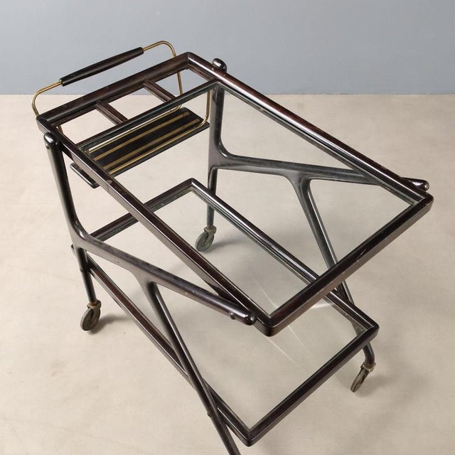 Glass Trolley with Double Glass Shelves, 1950s For Sale - Image 7 of 9