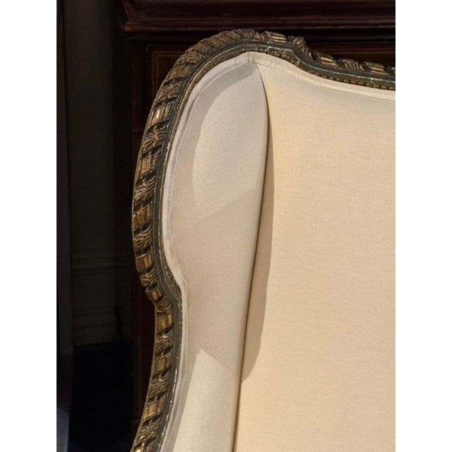 19th Century 19th C. French Louis XVI Carved and Painted Bergere For Sale - Image 5 of 10