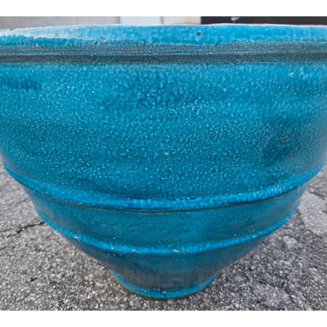 Moroccan Large Moroccan Turquoise Blue Pottery Planter For Sale - Image 3 of 6